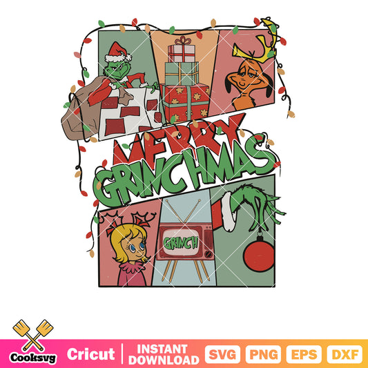 Merry Grinchmas Retro Christmas Grinch svg, retro christmas svg