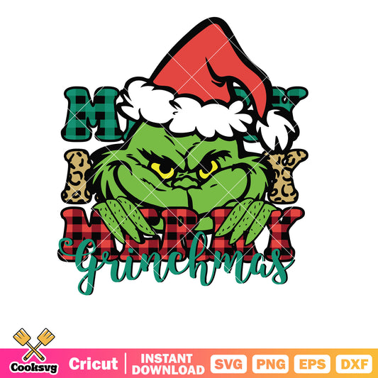 Merry Grinchmas Santa Hat christmas svg, christmas hat svg, grinch head svg