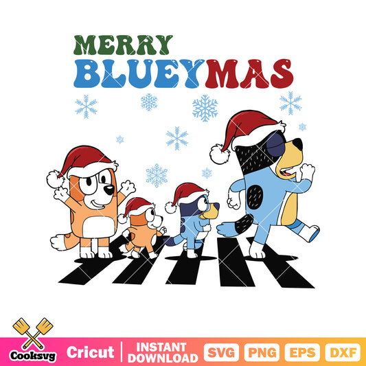 Merry blueymas svg, bluey family christmas​ svg, bluey dog svg