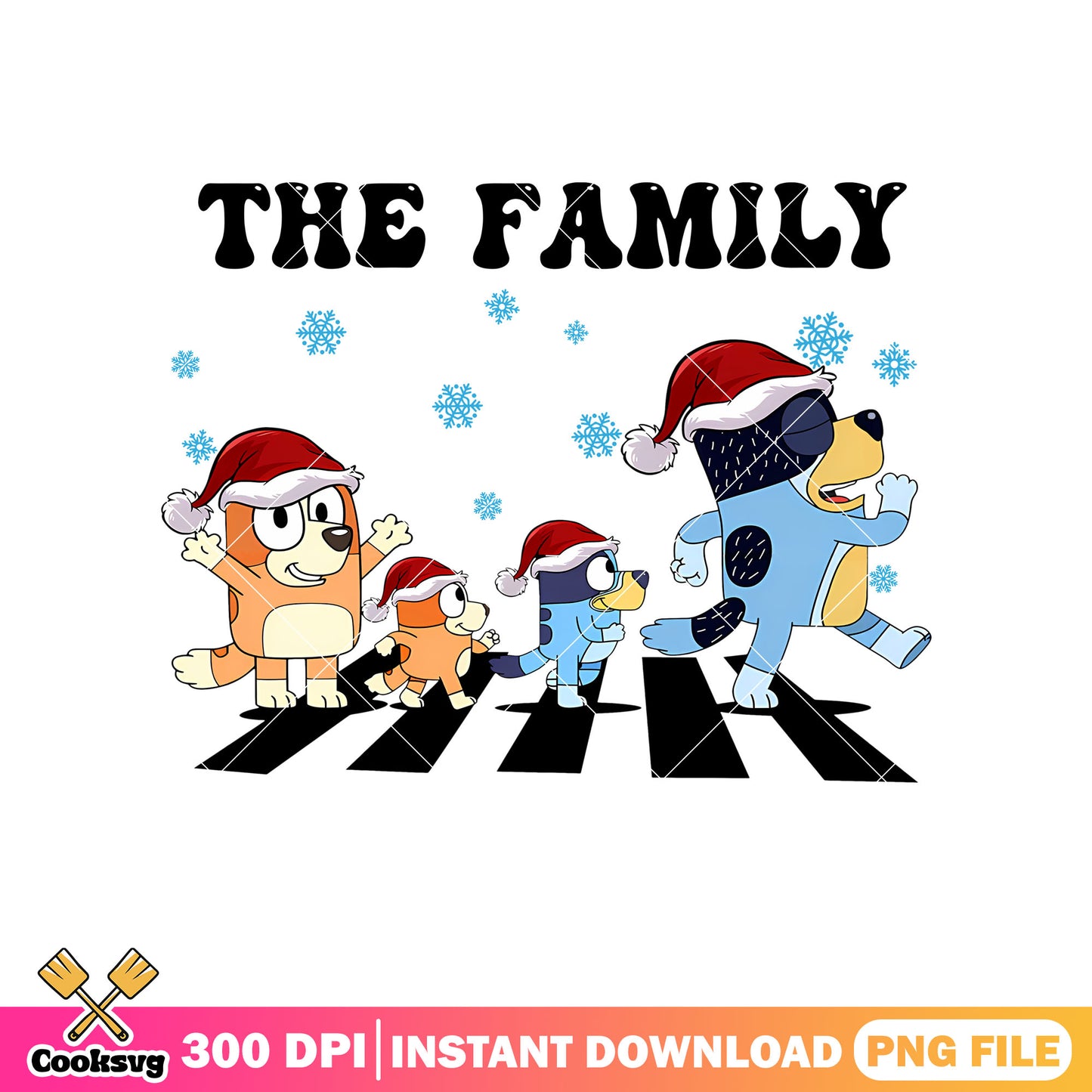 Merry christmas bluey the family png, christmas bluey png, cartoon bluey png