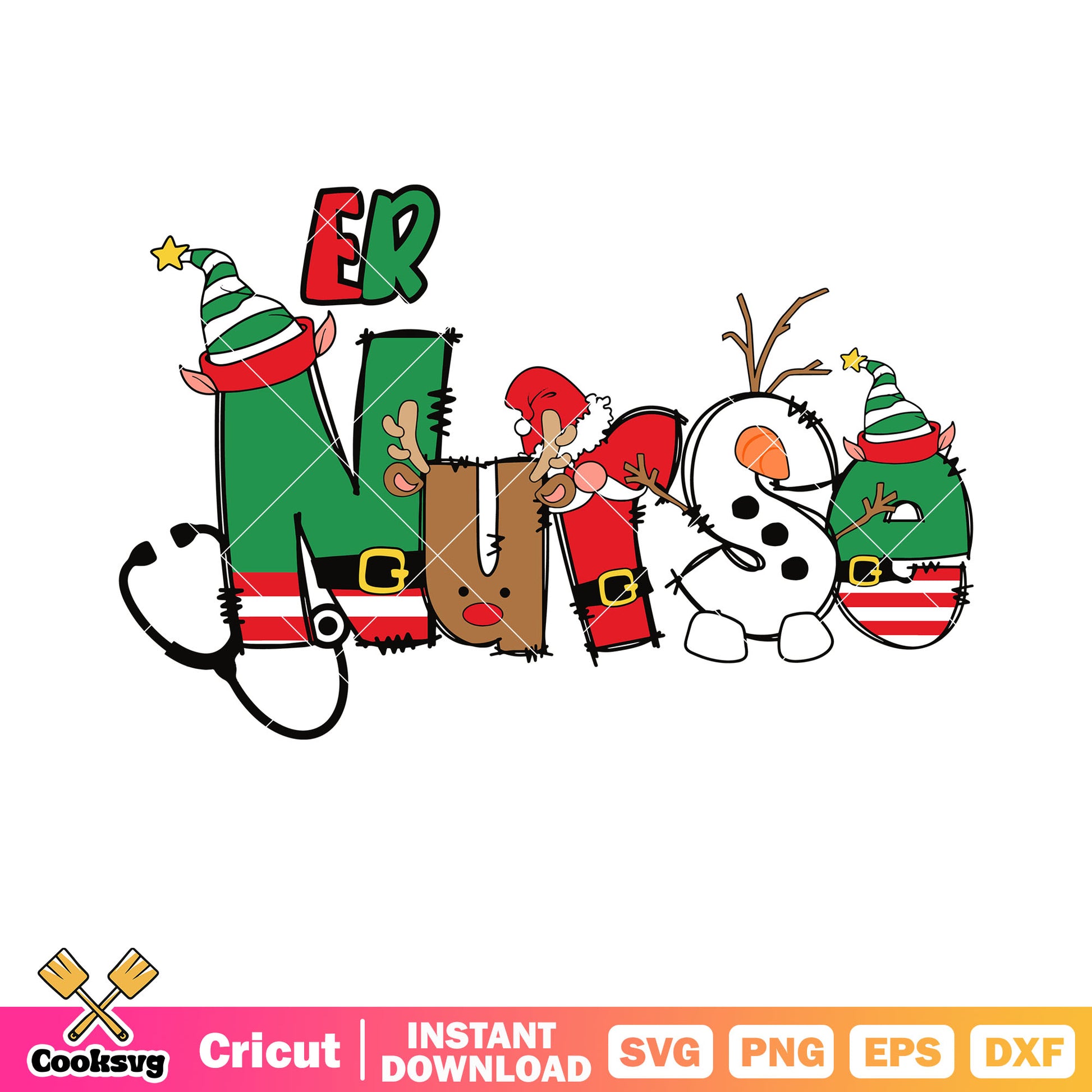 Merry christmas er nurse svg, merry christmas nursing​ svg