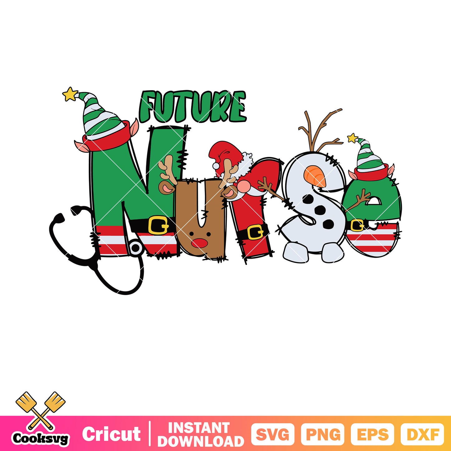 Merry christmas future nurse svg, merry christmas nursing​ svg