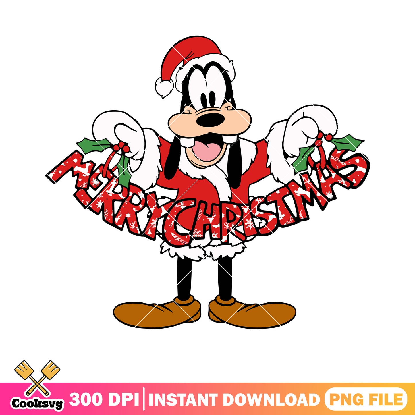 Merry christmas goofy png, disney christmas png, santa costume png
