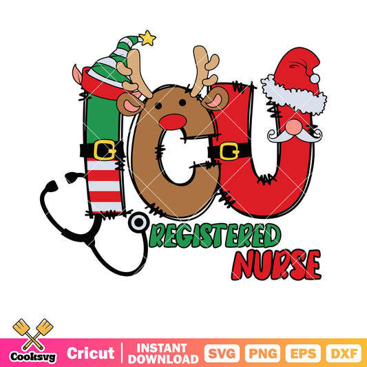 Merry christmas icu registered nurse svg file, merry christmas nursing​ svg