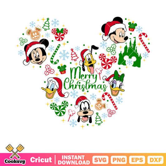Merry christmas in mickey head svg