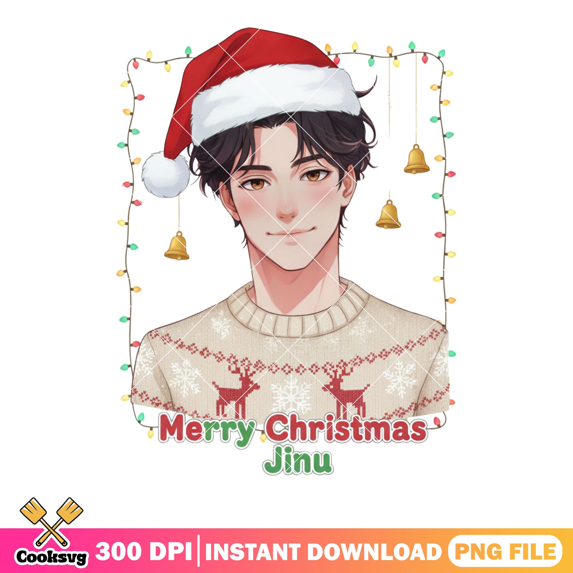 Merry christmas jinu png, sweater christmas png, saja boys png