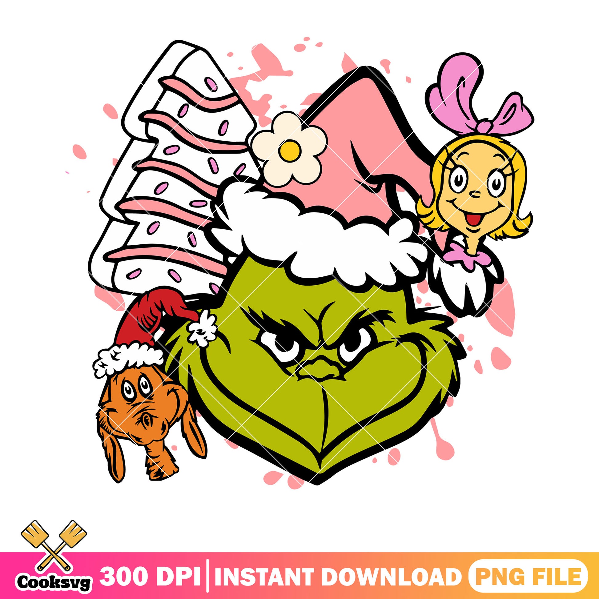 Merry christmas max cindy png, lou who pink png, christmas cake png