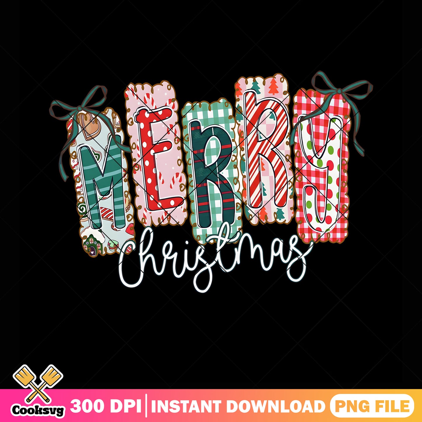 Merry christmas png, heart cookies png, green bow tie png
