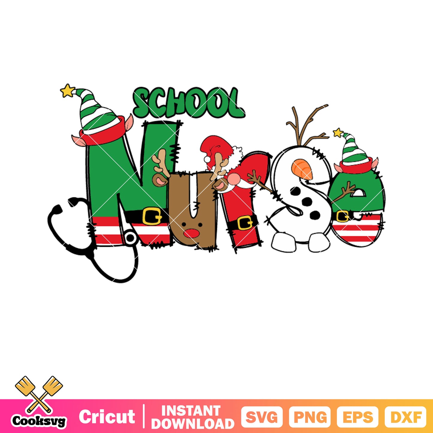 Merry christmas school nurse svg, merry christmas nursing​ svg