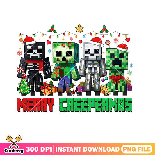 Merry creepermas png, christmas costume png, christmas lights png