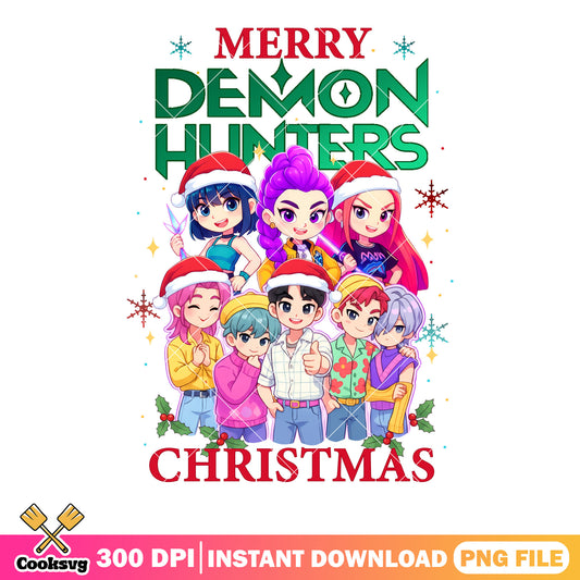 Merry demon hunters png, merry christmas png, kpop demon hunters png