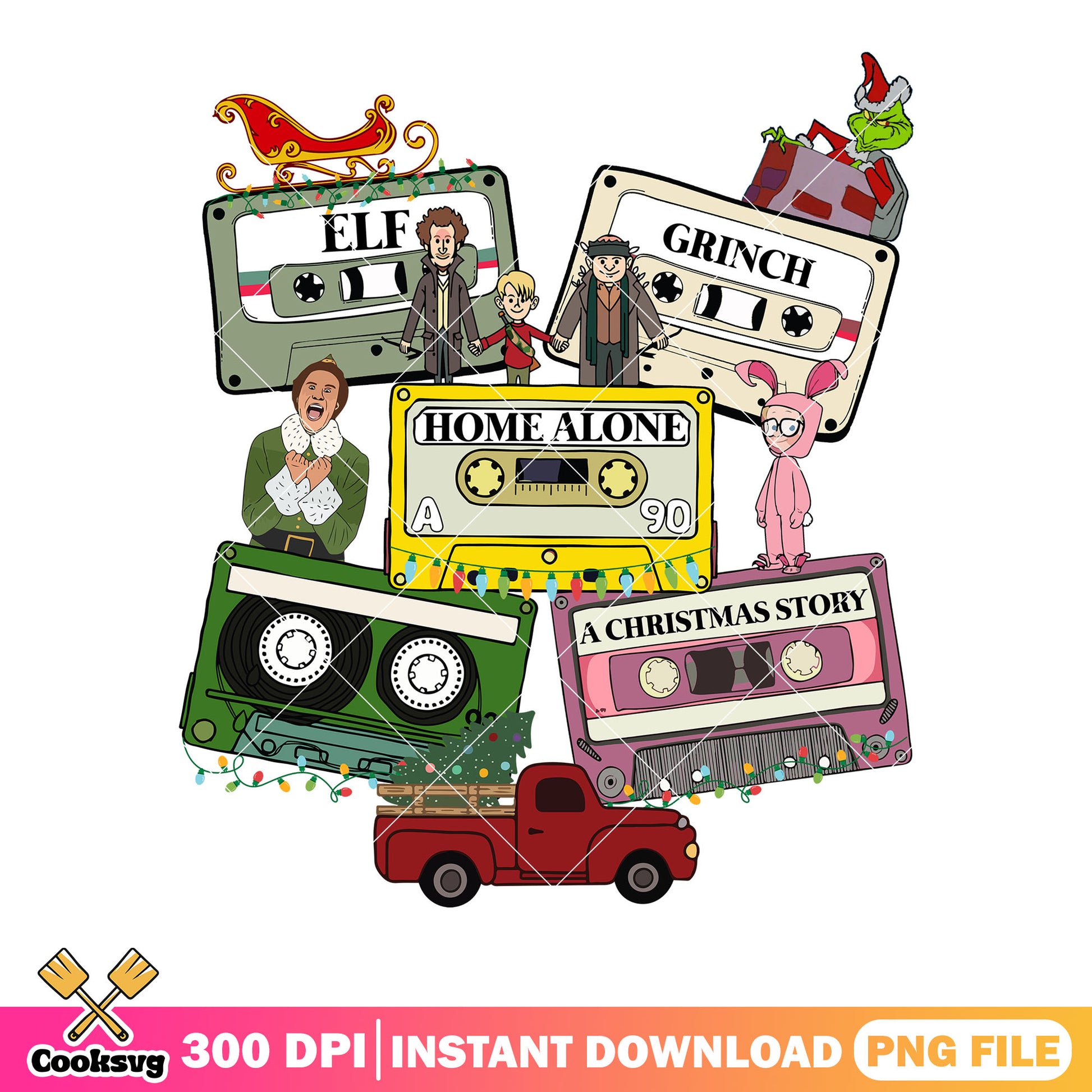 Merry favorite films png, home alone png, christmas holidays png