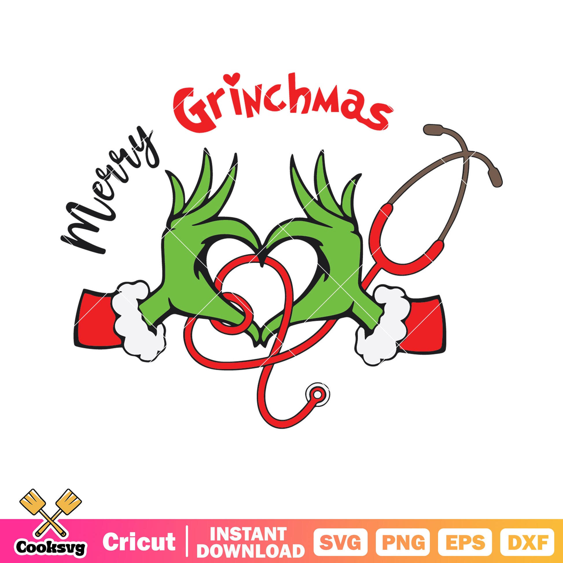 Merry grinchmas svg, red stethoscope svg,happyy chrismart svg