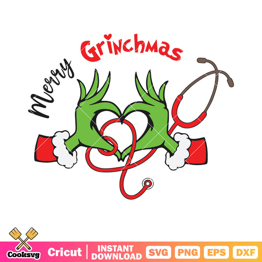 Merry grinchmas svg, red stethoscope svg,happyy chrismart svg