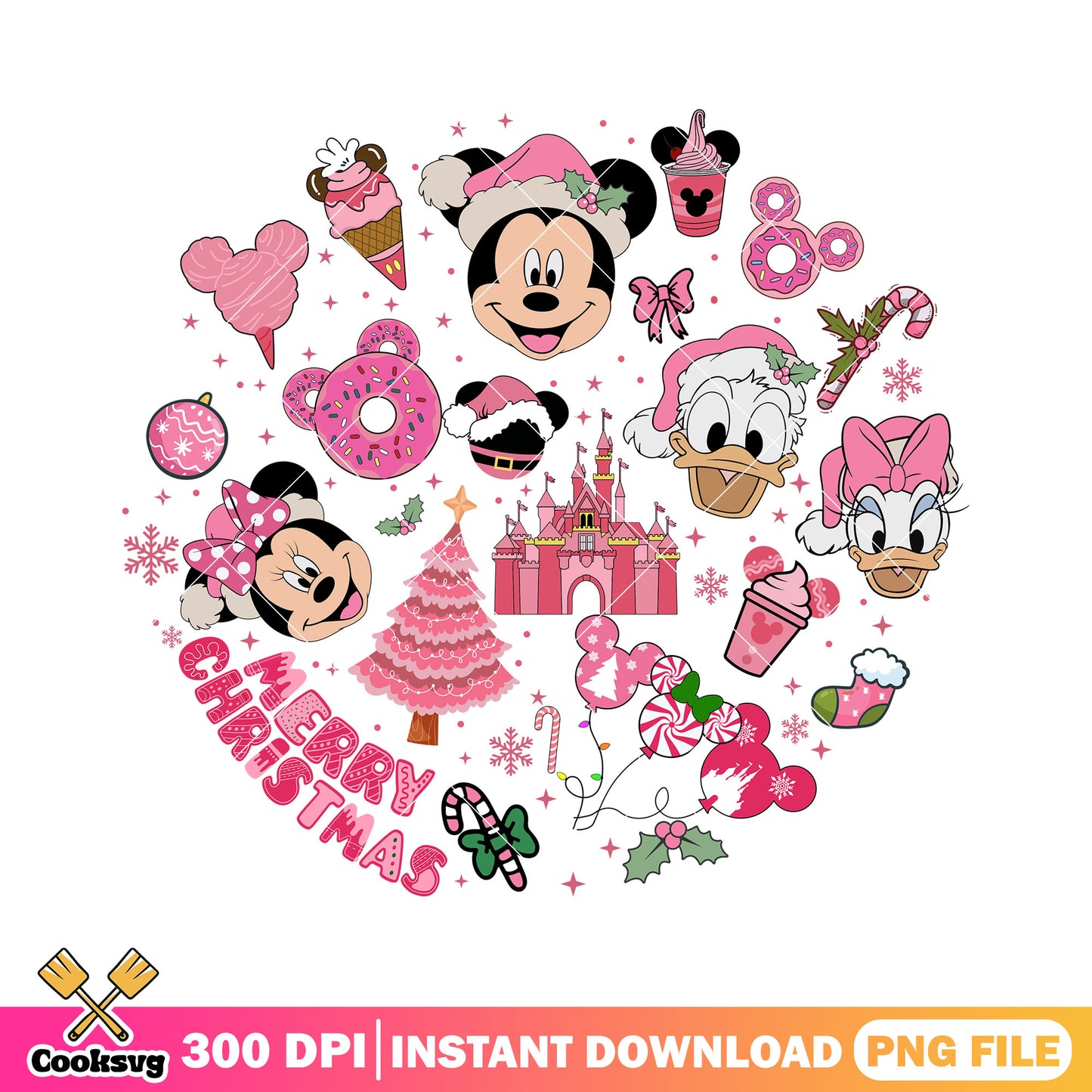 Mickey head christmas pink png