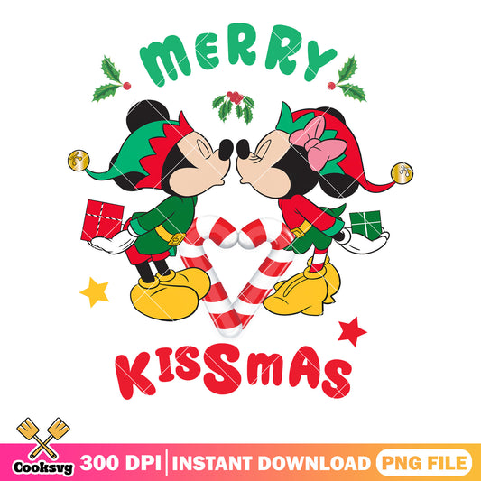 Merry kissmas png, mickey and minnie png, merry christmas png