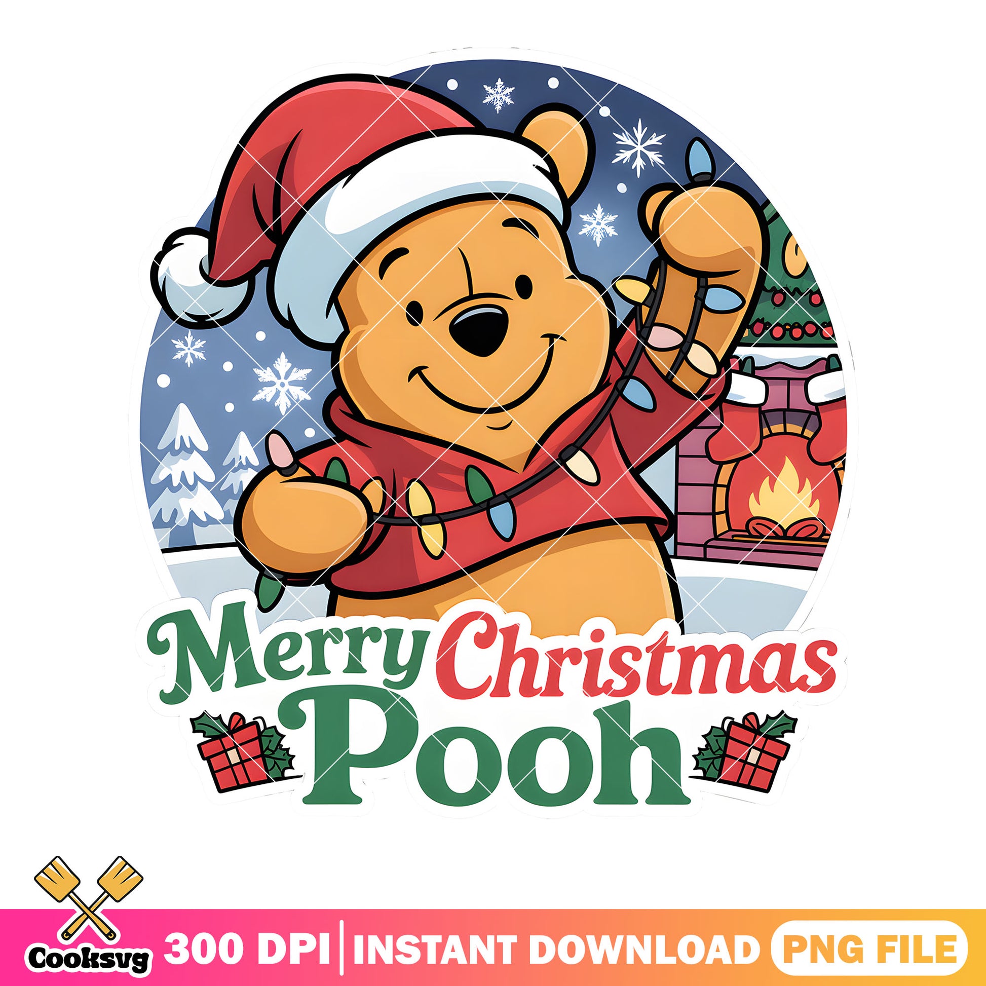 Merry poohmas png, disney poster png, disney winnie the pooh png