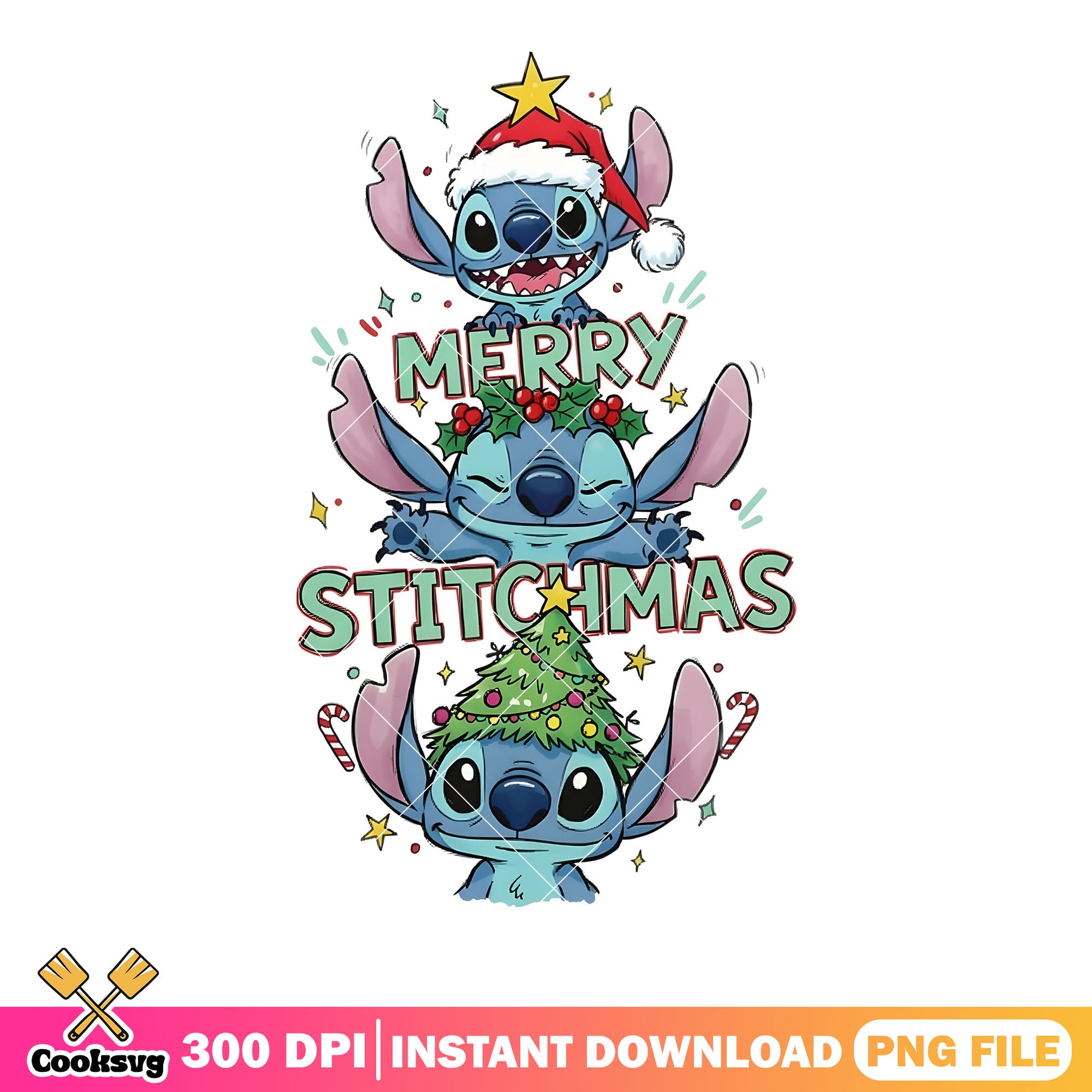Merry stitchsmas png, christmas tree png, santa costume png