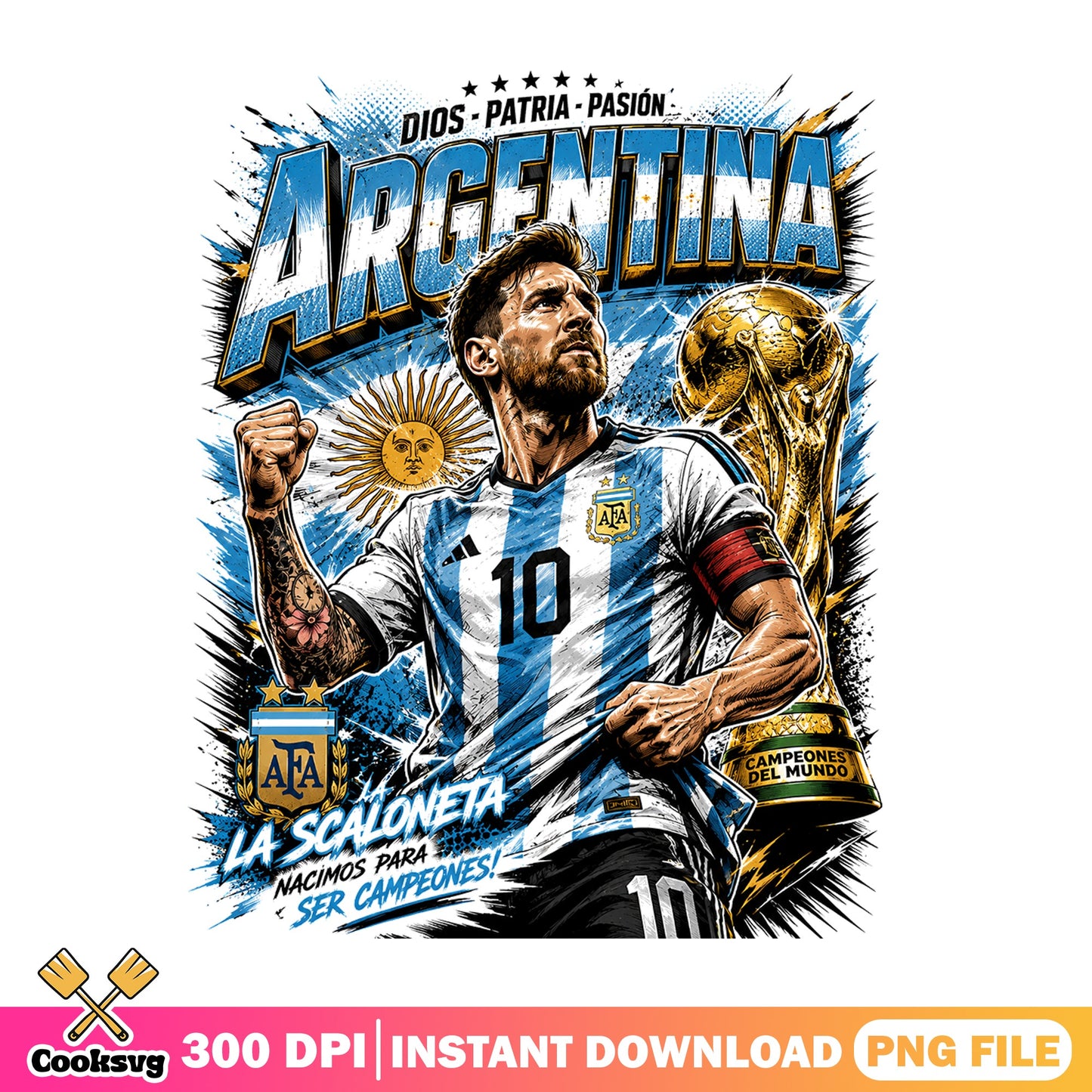 Messi Argentina World Cup Champion PNG, Soccer PNG, Football PNG