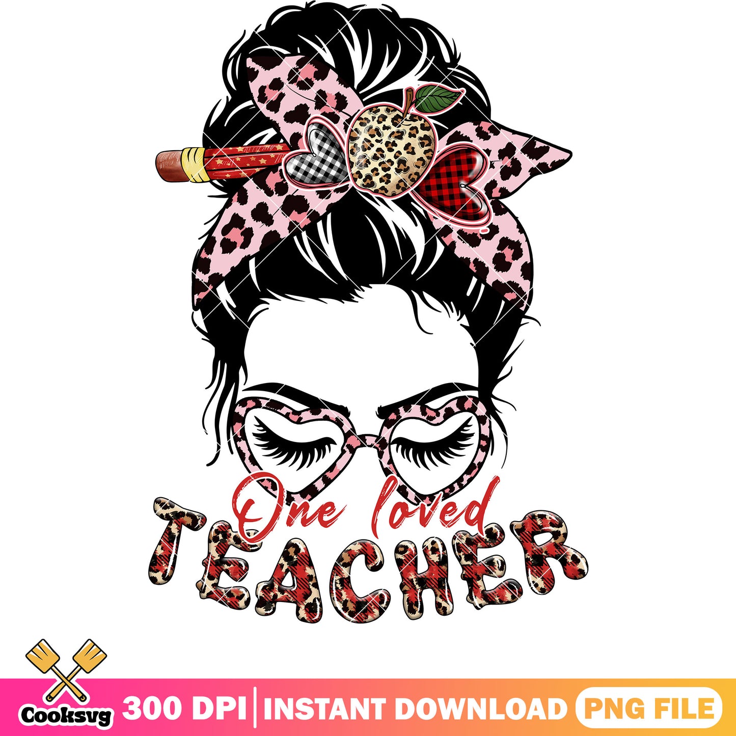 Messy bun one love teacher png, messy bun png, love valentine png