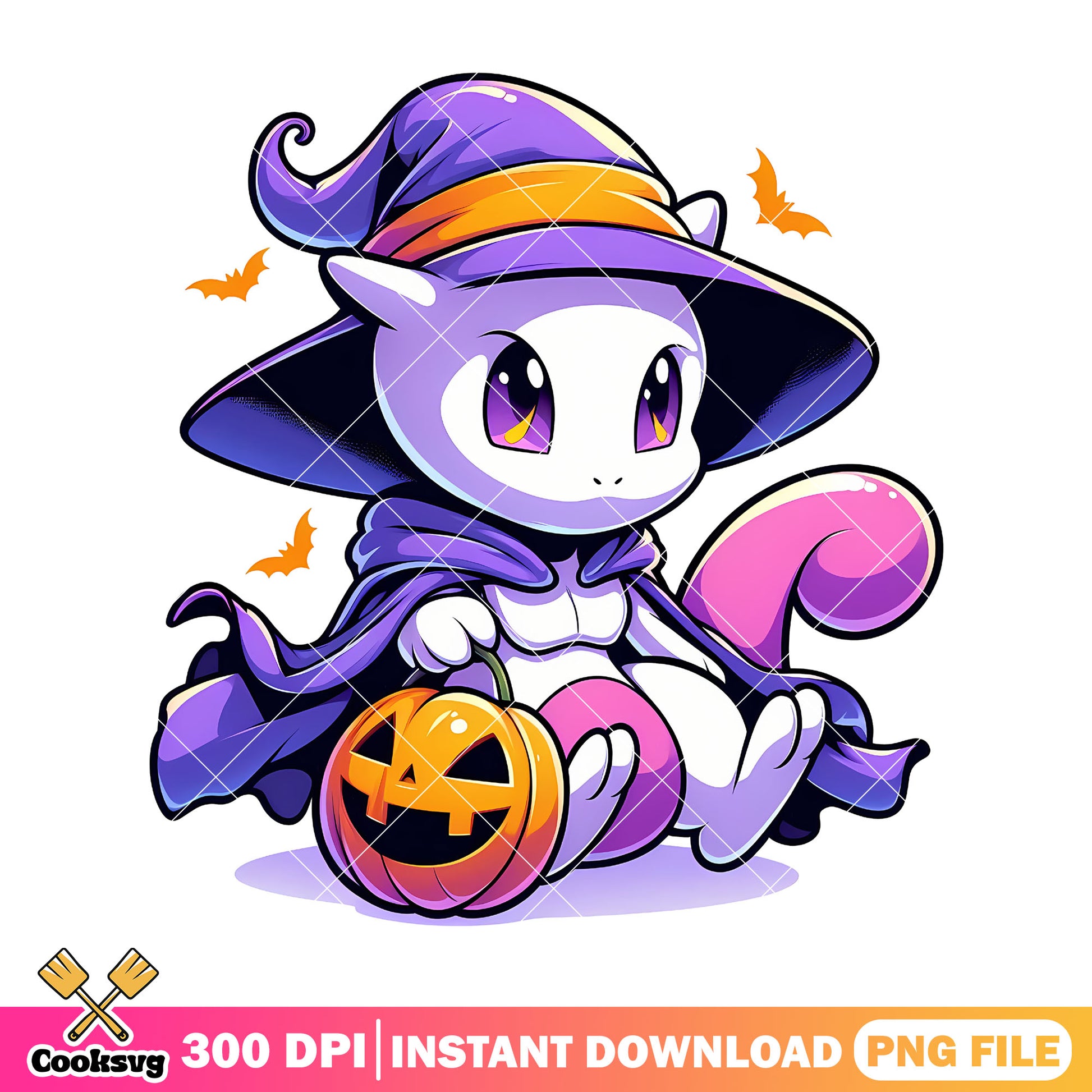 Mew purple witch pumpkin png, characters pokemon png, halloween png