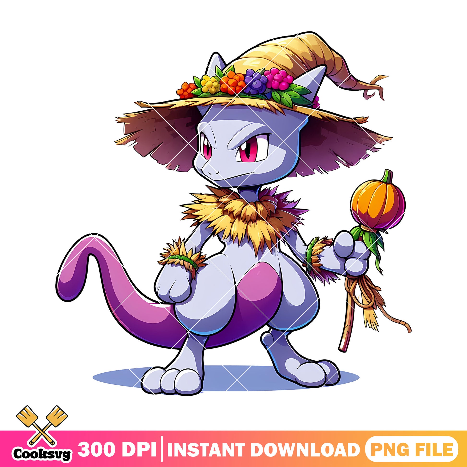 Mewtwo themed costume png, halloween spirit png, pokemon moive png