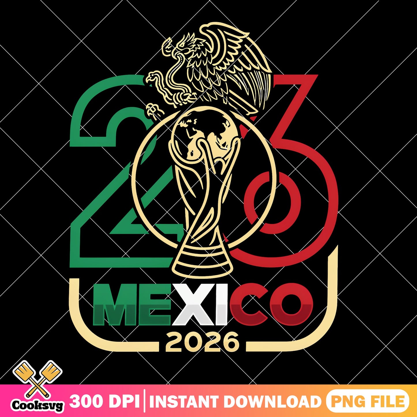 Mexico 2026 World Cup PNG, Soccer Trophy PNG, Mexican Flag PNG