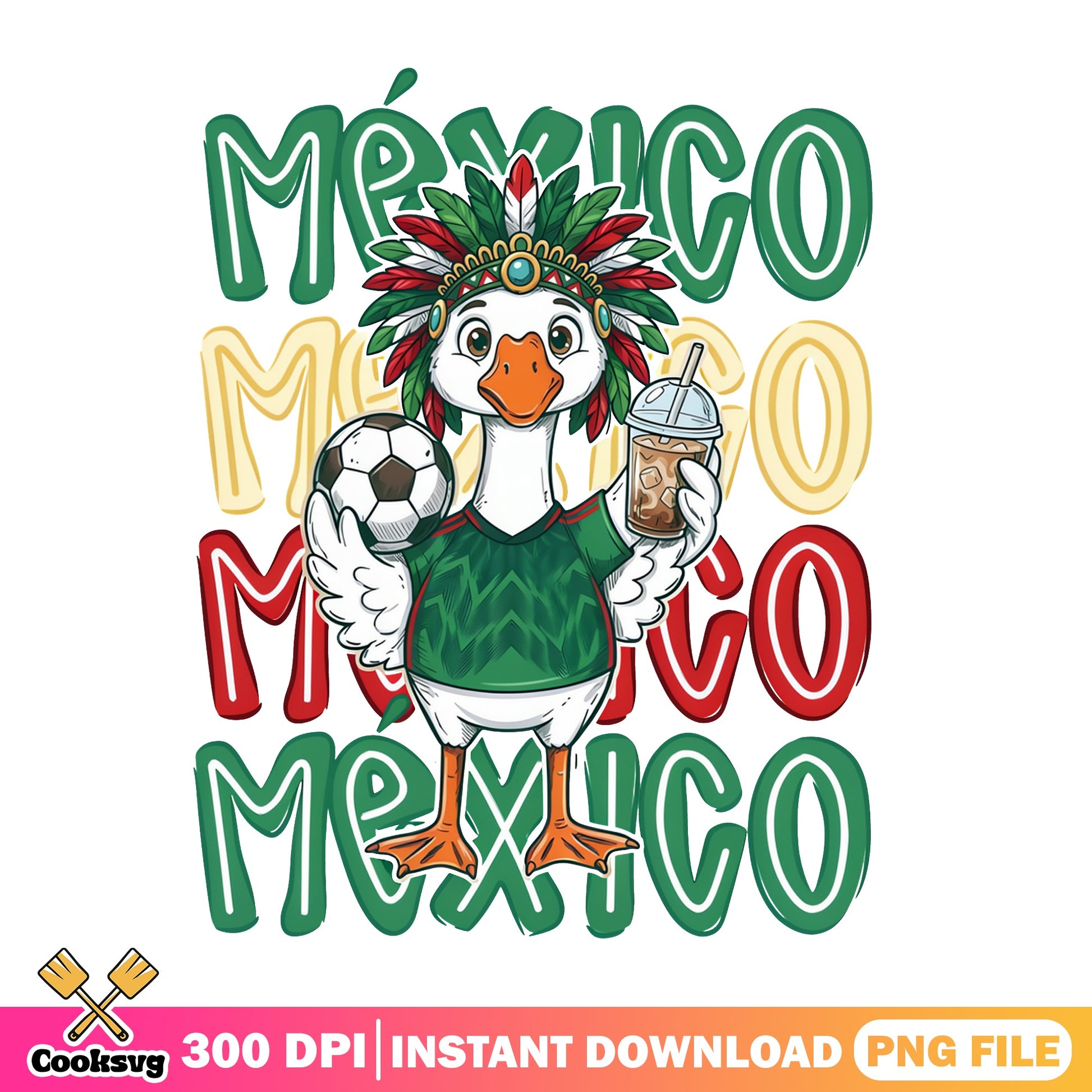 Mexico Duck Soccer PNG, Funny Mexico Football Shirt, Mexico PNG