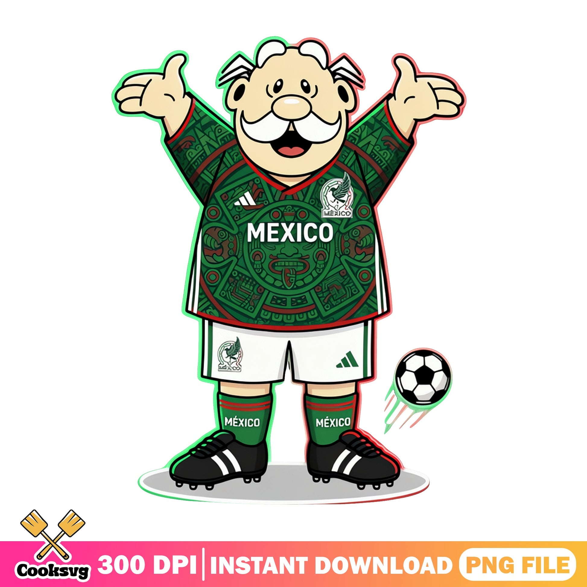 Mexico Soccer Funny Character PNG, El Abuelo Futbol PNG, Mexico Team PNG