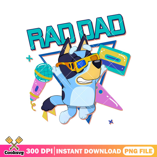 Mic dancing bluey rad dad png, bluey bandit png, happy bluey png