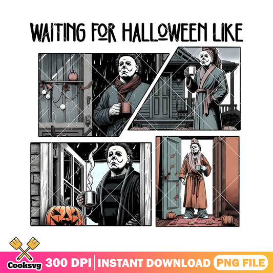 Michael myers relaxing coffee png, horror movie png, halloween png