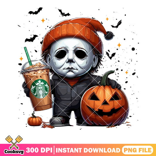 Michael myers starbuck png, wicker pumpkin png, horror movies png