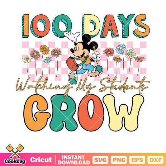 Mickey 100 days student grow svg, mickey mouse old school​ svg
