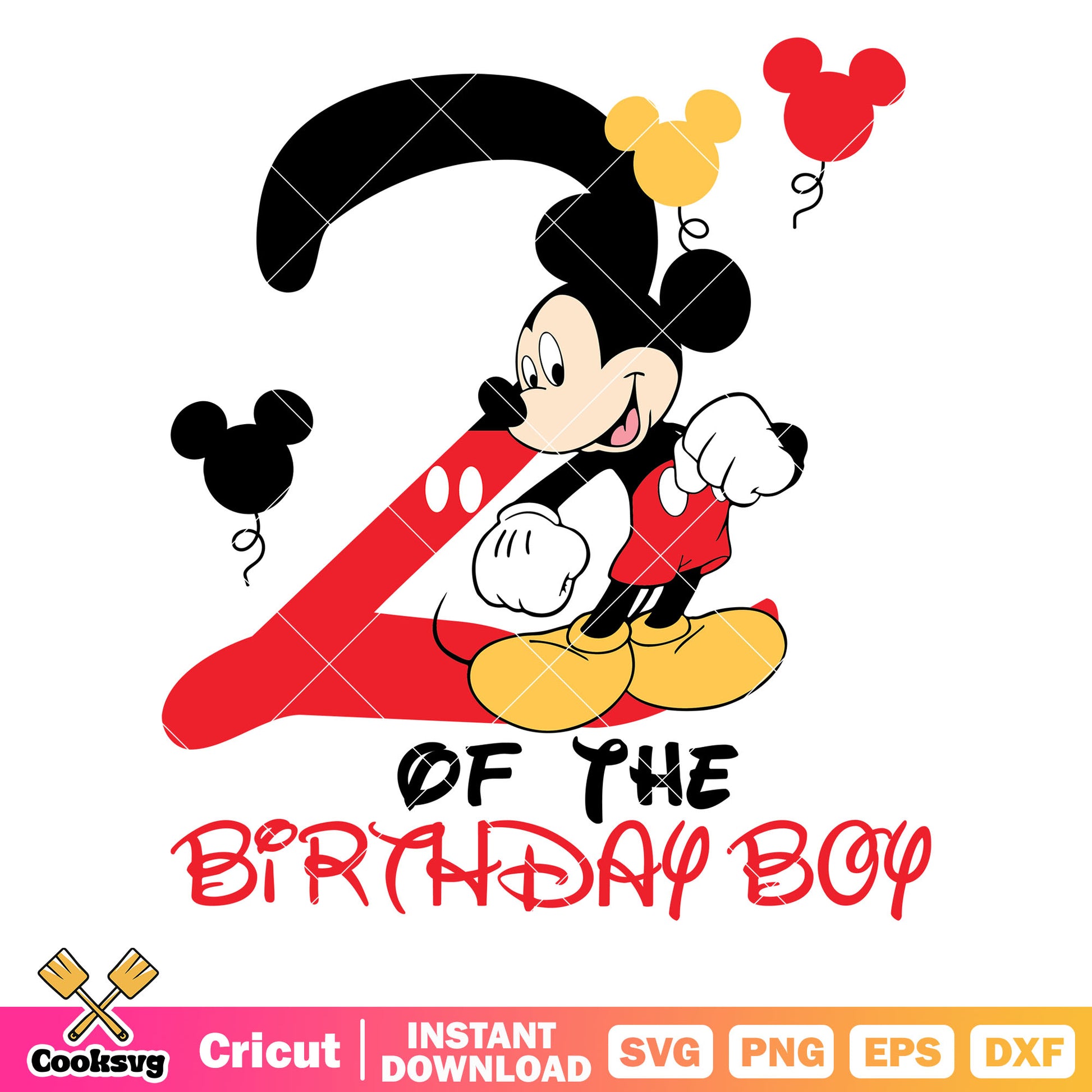 Mickey 2nd of the birthday boy red vibe svg, disney happy birthday​ svg