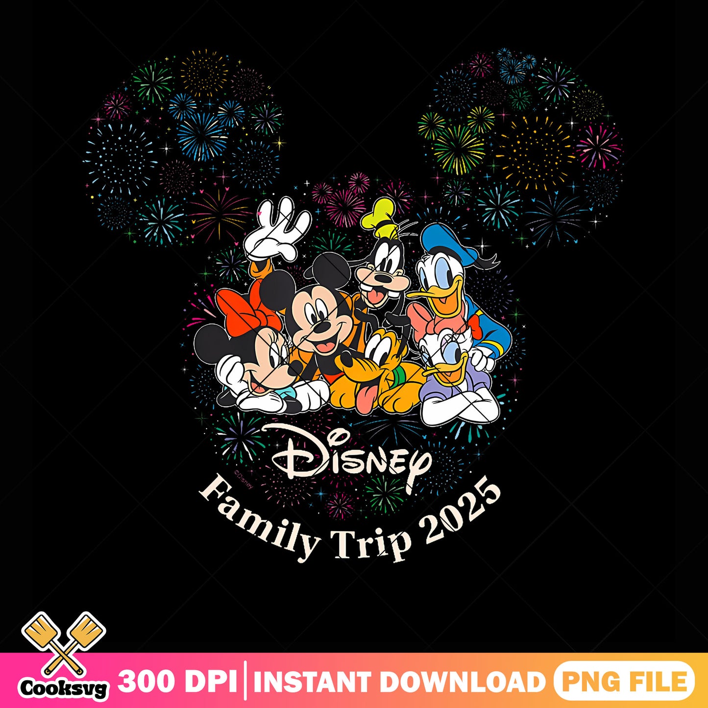 Mickey Fireworks Vacation Trip png, daisy duck png, donald duck png