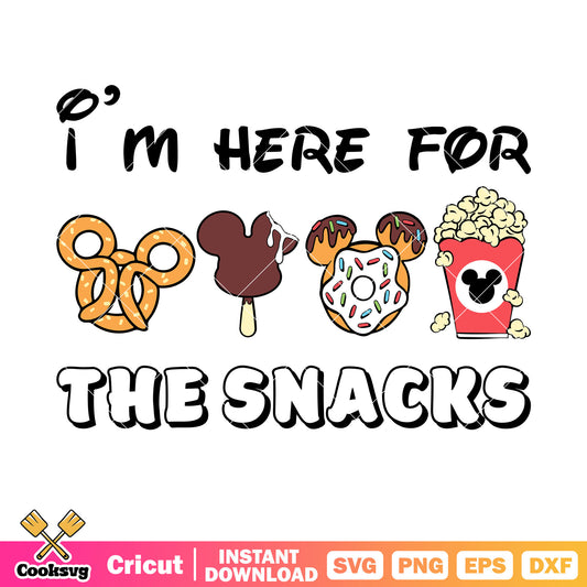 Mickey Im here for the snacks svg, mickey mouse head svg, disney snacks​ svg