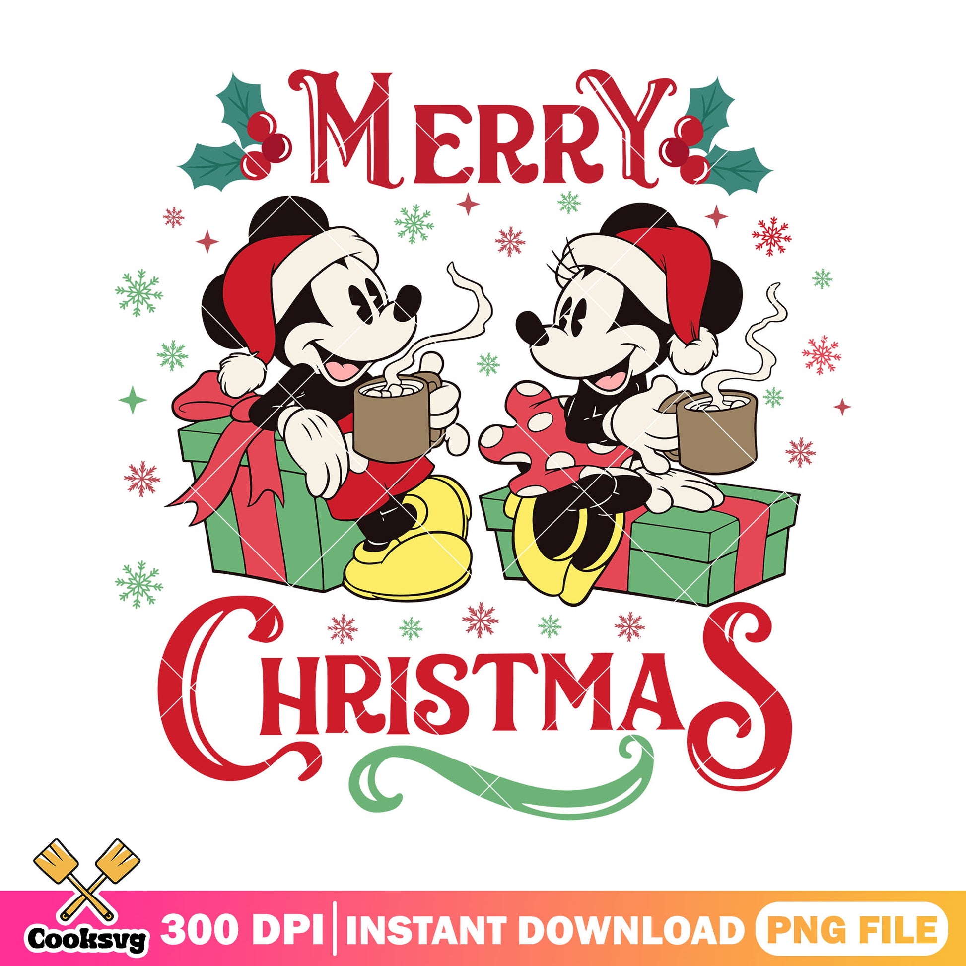 Mickey minnie vintage merry christmas png