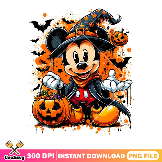 Mickey Mouse Halloween png, Disney png, the spooky art png