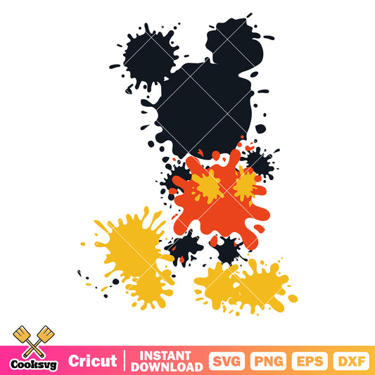 Mickey Mouse Paint Splatter svg, disney mickey mouse svg, mickey mouse paint​ svg