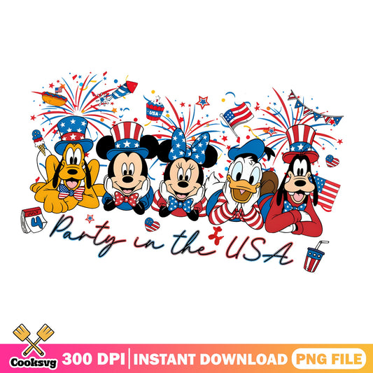 Mickey And Friends 4th Of July PNG, Party In The USA PNG, Disney PNG