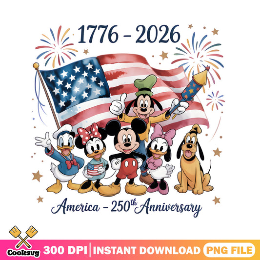 Mickey And Friends America 250th Anniversary PNG, 4th Of July PNG, Disney PNG