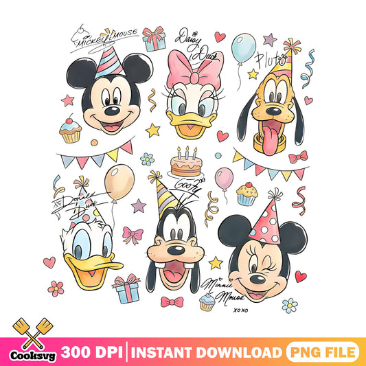 Mickey And Friends Birthday PNG, Disney Characters PNG, Birthday Party PNG