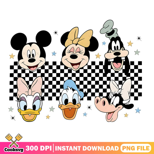 Mickey And Friends Checkered PNG, Disney Characters PNG, Mickey Mouse PNG