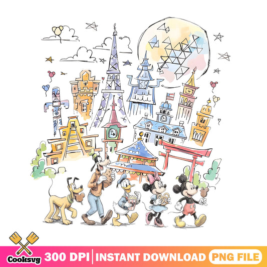 Mickey And Friends Disney World Trip PNG, Epcot PNG, Disney PNG