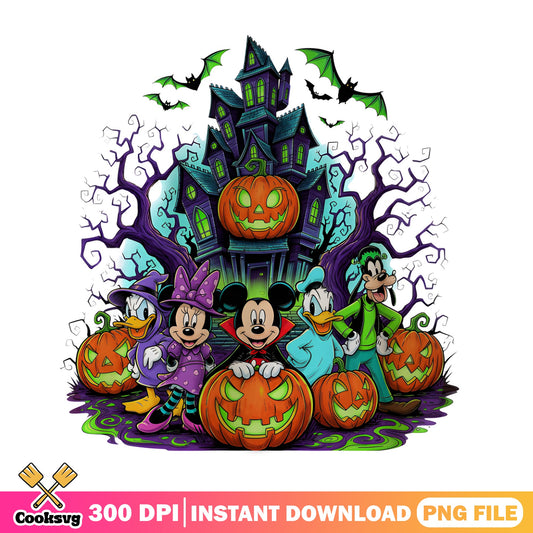 Mickey And Friends Halloween PNG, Disney Halloween PNG, Haunted House PNG