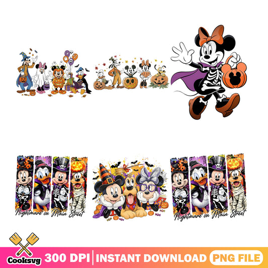 Mickey And Friends Halloween PNG, Disney Halloween PNG, Nightmare Main Street PNG