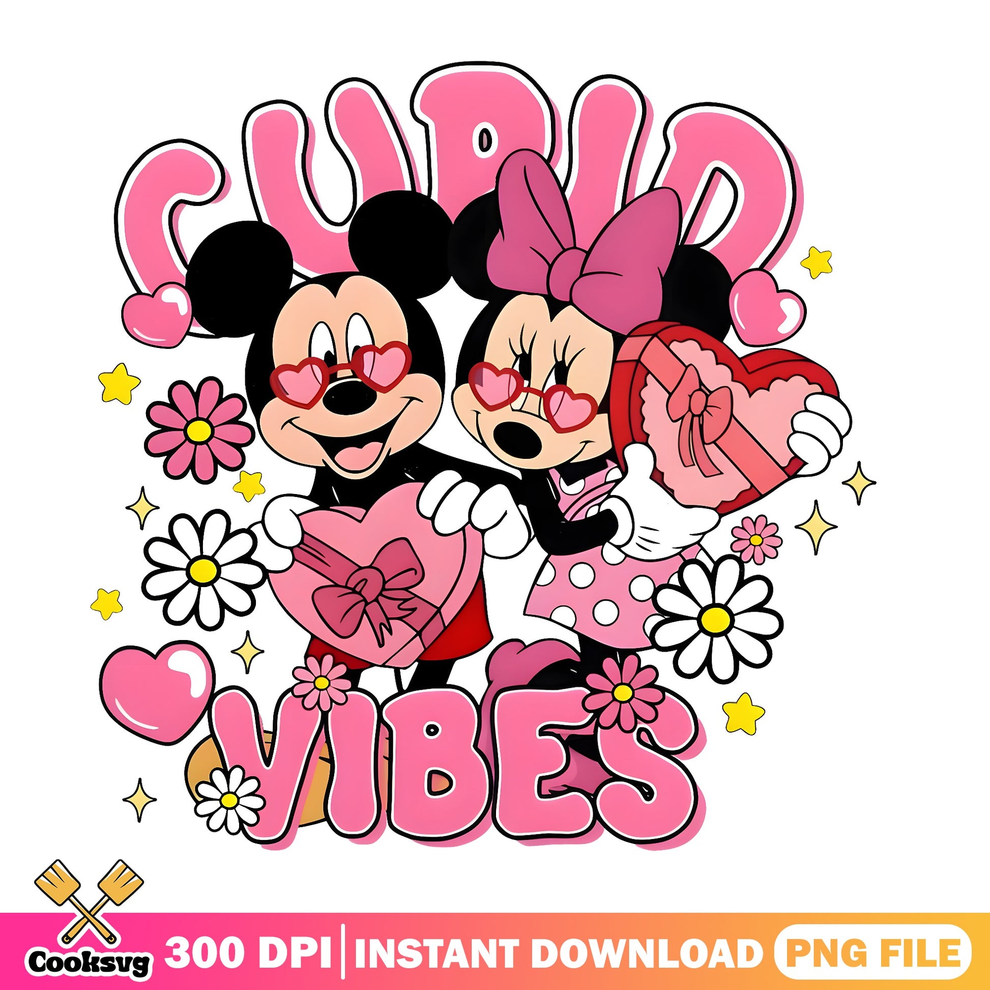 Mickey Minnie Cupid Vibes PNG, Valentine Disney PNG, Mickey PNG