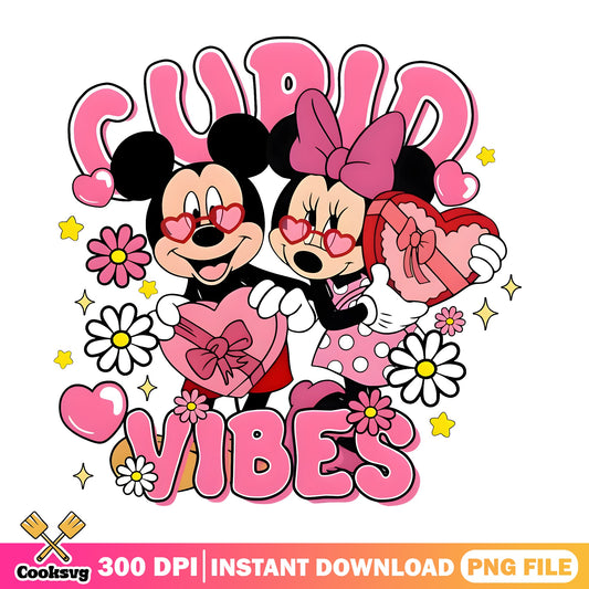 Mickey Minnie Cupid Vibes PNG, Valentine Disney PNG, Mickey PNG