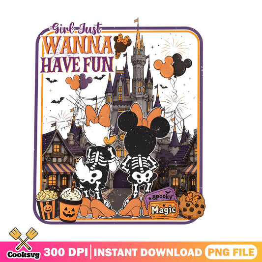 Mickey Minnie Halloween Skeleton PNG, Disney Spooky Magic PNG, Halloween PNG