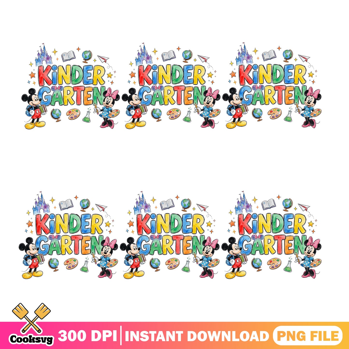 Mickey Minnie Kindergarten PNG Bundle, Back To School PNG, Disney PNG